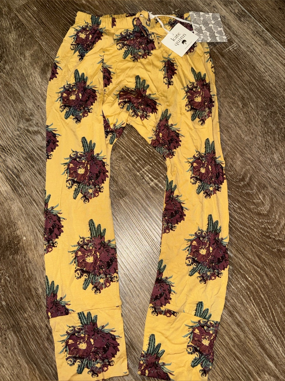 🌵💛 Kate Quinn Grape Cactus Flower Bamboo Leggings – Size 5Y | NWT 💛🌵
